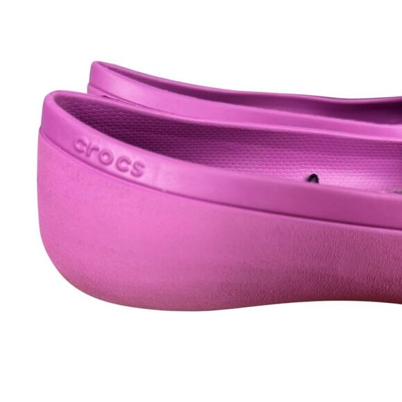 Crocs Mammoth Bow Flat Pink Slip On Shoes Waterproof Rubber Round Toe Womens 9 - Picture 12 of 16